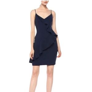 Black Halo Navy Blue Kim Ruffle Dress size 6 NWT